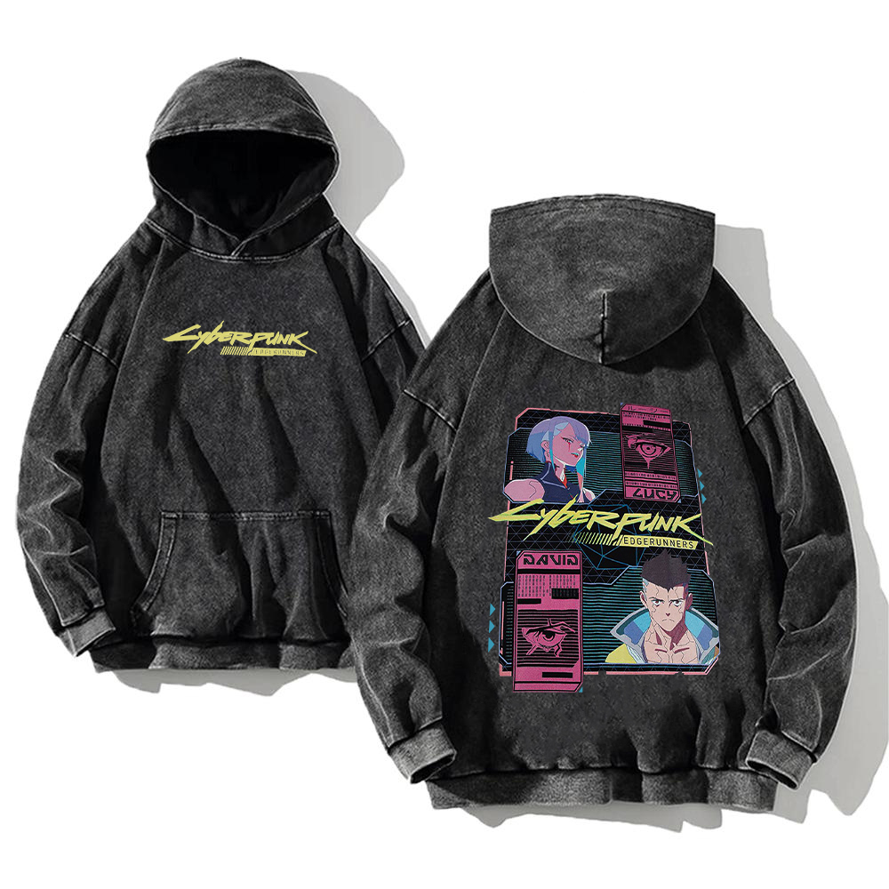Black Clover Grimoire - Anime Cyberpunk: Edgerunners Washed Hoodies Printed