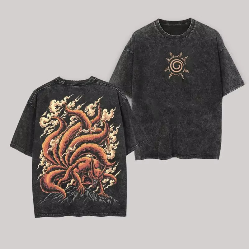 Anime Cosplay Naruto - Anime Kurama Kyuubi Naruto Retro Washed