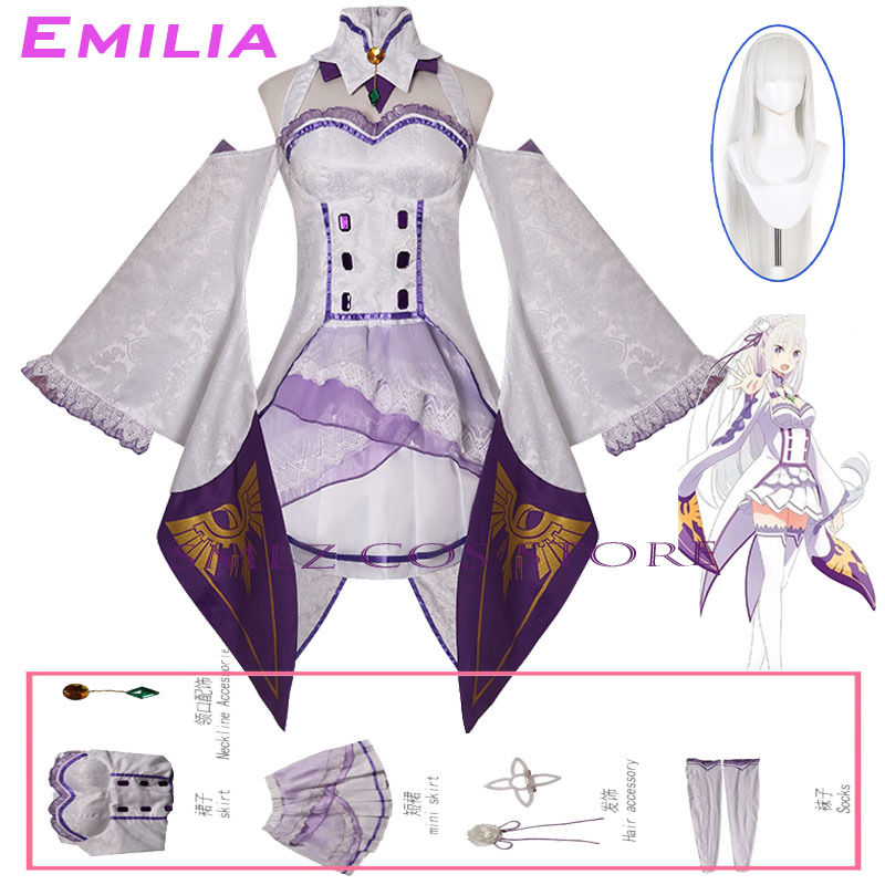 Anime Cosplay Re Zero - Emilia Cosplay Anime Re:Zero Kara Hajimeru