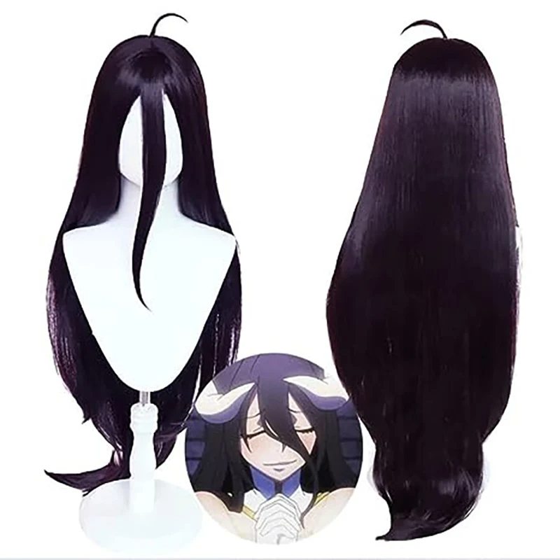 Anime Cosplay Albedo - Peruki Cos Albedo Czarne Fioletowe Długie