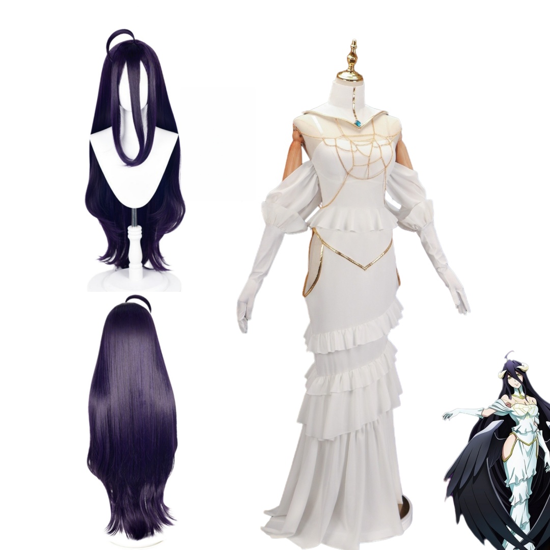 Anime Cosplay Albedo - Zestaw peruki i kostiumu cosplay Overlord