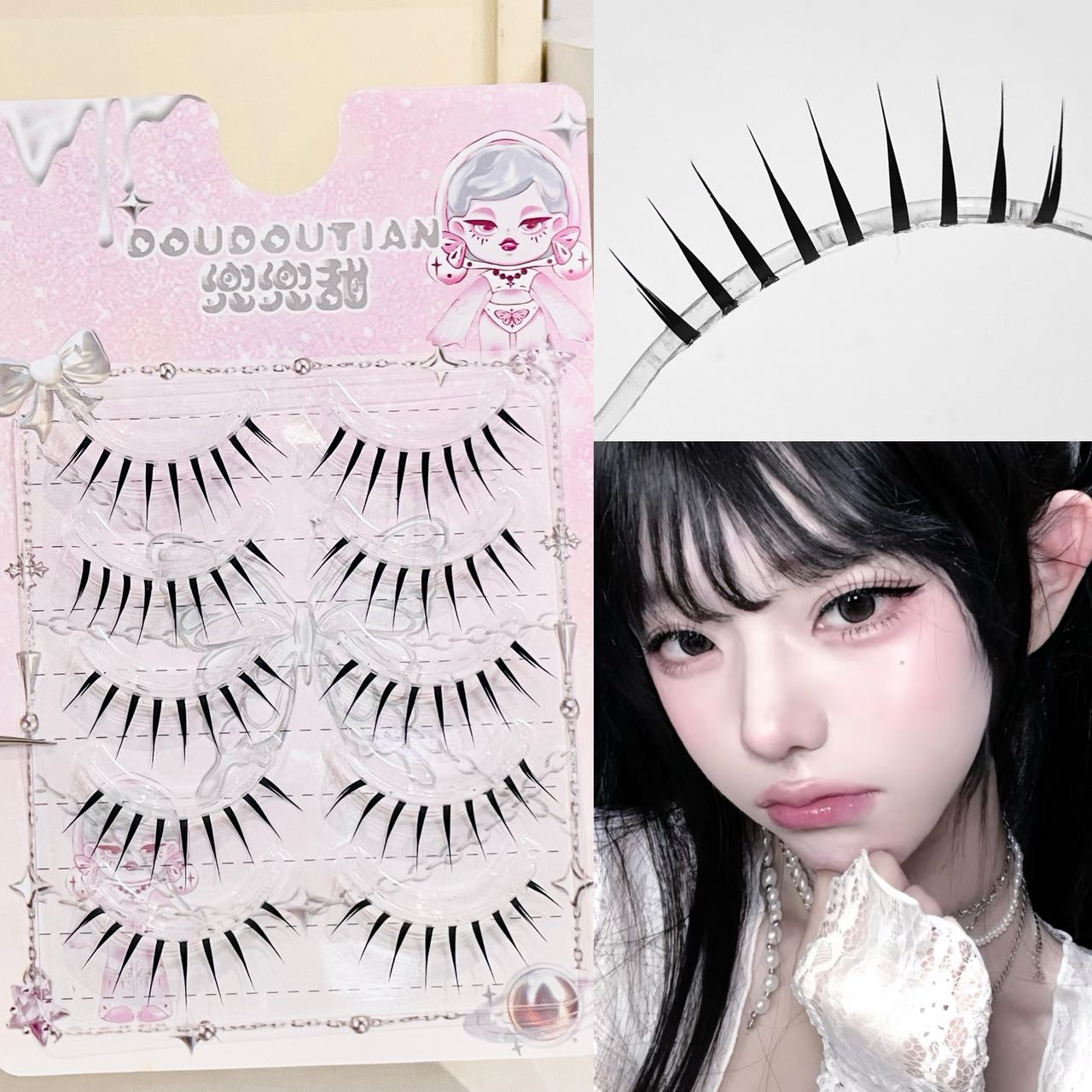 Anime Cosplay Lashes - Sztuczne rzęsy Doudoutian Wet Look Spiky