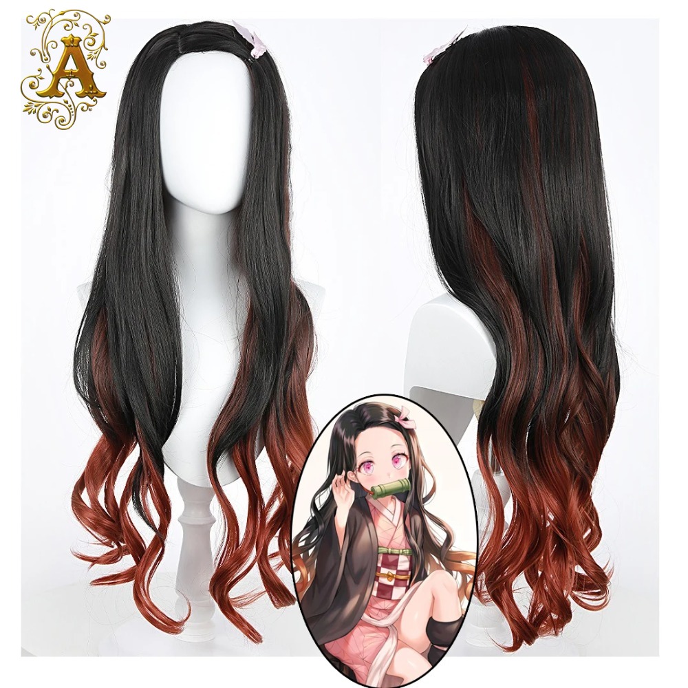 Czarno-ciemnoczerwona gradient – Anime Cosplay Long Black Hair recenzja i cena